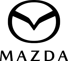 Mazda logo: circular emblem with a stylized M and the word MAZDA.