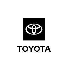 Toyota logo with the brand name TOYOTA beneath it on a dark background.